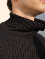 1 x RAW Customer Returns AIDEAONE Men s Turtleneck Turtleneck Knitted Jumper Stand-Up Collar Sweater Slim Fit Basic Fine Knit Turtleneck Jumper Black M - RRP €33.34