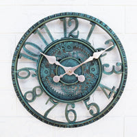 1 x RAW Customer Returns Taodyans Outdoor Wall Clock 30 cm Garden Clocks Waterproof Outdoor Wall Clock Vintage Kitchen Living Room Wall Clock Industrial 3D Wall Clock - Ticking Turquoise  - RRP €30.74