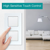 1 x RAW Customer Returns BSEED Double Light Switch Glass 1-gang 2-way Glass Panel Switch 157 86mm Wall Light Switch White - RRP €22.08