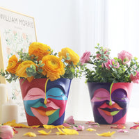 1 x RAW Customer Returns GUGUGO Flowerpot Planters Plant Pot - Graffiti Face Planters, Flower Pots with Drainage Hole, Planter for Indoors, Unique Succulent Planter for Home Decorations 14 cm  - RRP €29.99