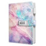 1 x RAW Customer Returns Huamxe Diary with Lock, Lockable Diary for Women Girls, Leather Book Notebook A5 22 x 15 cm, 200 Pages Thick Paper, Cute Diaries for Writing Diaries, Colorful Marble - RRP €18.78