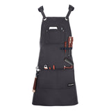 1 x RAW Customer Returns Housolution Work Apron, Waterproof Waxed Canvas Apron with 5 Pockets, Adjustable Straps, Work Tool Accessories, Apron for Carpenter, Painting, Purple Gray - RRP €20.59