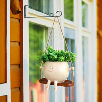 1 x RAW Customer Returns Hanging flower pots with swing face - cute flower pot with smile face and swing, swing face planter for home and garden, gift for mother and teaching, Christmas, teacher recognition - RRP €16.99