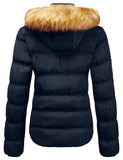 1 x RAW Customer Returns SZORY Women Short Winter Coat Warm Thick Down Jacket with Detachable Faux Fur Hood Marino,S  - RRP €91.45