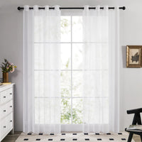 1 x RAW Customer Returns Deconovo Set of 2 Eyelet Curtains Transparent Curtain Voile Curtain 229 x 140 cm White - RRP €20.84