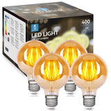 1 x RAW Customer Returns Aigostar LED E27 vintage light bulb 4W replaces 35W , 400 lumens, warm white 2200K, beam angle 300 , G80 Edison lamp filament retro amber flicker-free, CRI 80, 4 pieces - RRP €19.82