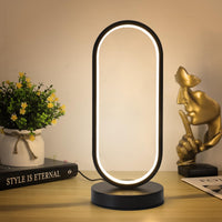 1 x RAW Customer Returns POYO Dimmable Touch Control Table Lamp Oval Shaped Modern Bedside Lamp With 3 Colors Of Led Lights Small Black Decorative Lamp For Home, Living Room - RRP €40.33