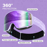 1 x RAW Customer Returns Odoland ski goggles children s unisex snowboard goggles helmet compatible with UV protection and anti-fog for boys and girls for skiing purple - RRP €30.43