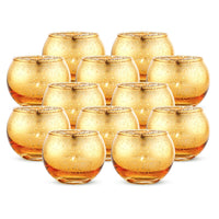 1 x RAW Customer Returns 12 Pieces Round Mercury Votive Candle Holders, Made of Mercury Glass with Speckled Gold Finish, for Your Wedding Decorations or Home Decor - RRP €23.86