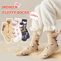 1 x Brand New EQLEF Fluffy Socks Women, 3 Pairs Girls Thermal Socks Soft Bed Socks Sleeping Socks Slipper Socks Winter Socks for Casual Home Sleeping - RRP €24.0