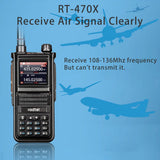 1 x RAW Customer Returns Radtel RT-470X 5W Dual Band Amateur Radio 144-146Mhz 430-440MHz Ham Radio Walkie Talkie with Empfang Aviation Band and Color LCD FM Radio Scanner - RRP €39.99