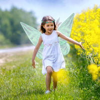 1 x RAW Customer Returns Aomig Fairy Wings Children, Fairy Wings Wreath Tiara, Fairy Wings Adults Elf Ears, Butterfly Wings Children Suitable for Carnival Birthday Cosplay Party Halloween Green  - RRP €18.99