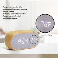 1 x RAW Customer Returns VIFERR Wooden Alarm Clock, Electronic Voice Control, Digital Alarm Clock LED Bedside Clock Digital Clock USB Plug, Home Decoration - RRP €24.49