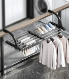 1 x RAW Customer Returns ANEWSIR Balcony Drying Rack, Radiator Drying Rack, Stainless Steel Wall Mounted Clothes Airer, Extendable Hanging Drying Rack Length 51-95 cm , Windproof Sock Drying Rack Included. - RRP €24.99