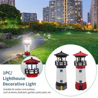 1 x RAW Customer Returns Solar Powered Lighthouse with Rotating Lamp Waterproof LED Garden Lighthouse Landscape Lighting Figurine Lights Path Lights for Garden Yard Light Red  - RRP €22.18