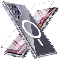 1 x RAW Customer Returns Magnetic For Samsung Galaxy S24 Ultra Case with Tempered Glass, Military Protection with Magsafe Cell Phone Case Shockproof Robust Bumper Protective Case Cover for Samsung S24 Ultra 5G 2024 Transparent  - RRP €18.14