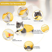 1 x Brand New oUUoNNo Cat Wound Surgery Recovery Suit for Abdominal Wounds or Skin Diseases, After Surgery Wear, Pajama Suit, E-Collar Alternative for Cats and Dogs S, Yellow  - RRP €19.0