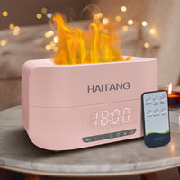 1 x RAW Customer Returns HAITANG Flame Aroma Diffuser, Upgrade 7 Colors Light Essential Oils Diffuser, Bluetooth Speaker Digital Alarm Clock for Bedroom, 400ML Aroma Diffuser Humidifier for Home, Office, Room - RRP €30.23