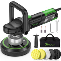 1 x RAW Customer Returns Polishing machine, Ginour 900W car polishing machine set with 6 speeds, eccentric polishing machine with 5 150mm polishing sponges, removable D-handle and side handle, 3M cable, polishing car, boat, motorcycle - RRP €119.99