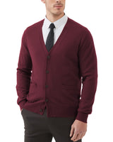 1 x RAW Customer Returns Kallspin Men s Sweater Cardigan V-Neck Wool Sweater Burgundy,XL  - RRP €45.99