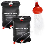 2 x Brand New 2 Pieces Solar Shower Bag, Outdoor 20L 5Gal Portable Camping Shower Bag with ON OFF Switchable Shower Head and Detachable Hose for Swimming, Beach, Hiking, Travel - RRP €22.18