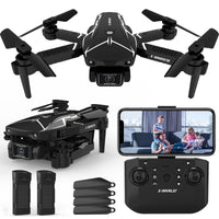 1 x RAW Customer Returns Mini Drones with 720P HD Camera, X19 Foldable Drone with 2 Cameras for Kids Adults, WiFi RC Toys Quadcopter Drones, Altitude Hold, Headless Mode for Beginners, 3D Flip, 2 Batteries - RRP €43.27