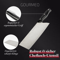 1 x RAW Customer Returns GOURMEO Chinese Chef Knife - 33.1 x 13 x 3.6 cm - Large Stainless Steel Kitchen Knife - Sharp Knives for Cutting Bones or Raw Meat and Chopping Vegetables - RRP €18.14