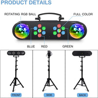 1 x RAW Customer Returns DJ light with tripod, party bar lights, spinning ball disco light, remote control and stage lighting system sound activated for bar gigs mobile band dance wedding Halloween Christmas gifts - RRP €20.4