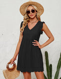 1 x RAW Customer Returns heekpek summer dress women V-neck sleeveless dresses summer cotton mini dress short casual dress beach dress tank dress women with pockets, black, M - RRP €25.49