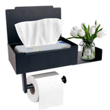 1 x RAW Customer Returns JiangLin Toilet Paper Holder No Drilling, Toilet Paper Holder with Wet Wipes Box, Stainless Steel Wall-Mounted Anti-Fingerprint Toilet Paper Holder Blunt Edges Toilet Roll Holder Black with Additional Board - RRP €20.59