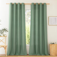 1 x RAW Customer Returns PONY DANCE linen curtains with eyelets living room curtains semi-transparent eyelet curtain set of 2 H 245 x W 140 cm curtain linen country house curtain semi-transparent linen curtains for living room, olive green - RRP €36.25