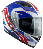 1 x RAW Customer Returns CGM Full Face Helmet with White and Blue Solar Goggles 360S KAD Race Fiberglass S  - RRP €97.42