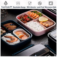 2 x Brand New Lunch Box for Adults with 4 Compartments - Leak Proof For Kids 1600ml Large Storage Box For Office, School, Nursery With Compartments Bread Box Bento Box - RRP €38.4