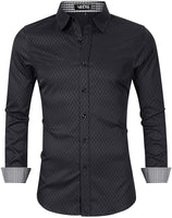 1 x Brand New Vecys Men s Shirt Long Sleeve Slim Fit Shirt for Men Non-Iron Wrinkle-Resistant Casual Fitted Bamboo Fiber Business Shirts Black, XL  - RRP €39.99