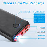 1 x RAW Customer Returns JIGA Power Bank 27000mAh 22.5W External Battery PD 20W USB C Power Bank with Flashlight, Portable Charger Compatible with iPhone 15 14 13 12 Pro Samsung Huawei iPad - RRP €28.69