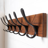 1 x RAW Customer Returns SKOLOO wooden coat rack - 44cm, engraved design, sturdy coat hooks wall with 6 hooks, for hanging clothes, coats, hats, jackets, scarves, backpacks, hook rail wood vintage brown - RRP €26.21