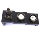 1 x RAW Customer Returns Flanacom Zen garden with Buddha figure - Japanese miniature garden - Feng Shui candle holder - Esoteric set with 2 tea lights - Lucky charm from Buddhism and Daoism as a tea light holder  - RRP €18.14