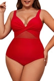 1 x RAW Customer Returns Swimsuit Big Breasts,Women s Plus Size Swimsuit One Piece Swimwear with V-Neck for Women Wrapped Mesh Swimsuit with Tummy Control and Adjustable Spaghetti Straps Burgundy,XXL - RRP €23.5