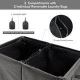 1 x Brand New TOTANKI 135L Laundry Basket 2 Compartments with Lid and Removable Laundry Bags, Folding Laundry Hamper with Handles, Divided Laundry Basket for Bedroom, College, Bathroom Black  - RRP €37.6