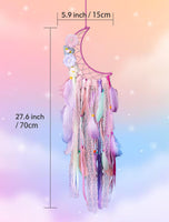 1 x RAW Customer Returns Nice Dream Dream Catcher Moon, Wall Hanging Decoration with Colorful Feathers for Girls Boys Bedroom Purple - RRP €22.8