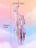 1 x RAW Customer Returns Nice Dream Dream Catcher Moon, Wall Hanging Decoration with Colorful Feathers for Girls Boys Bedroom Purple - RRP €22.8