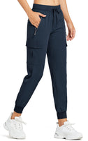 1 x RAW Customer Returns Comallan Women s Trekking Pants Summer Lightweight Quick-Drying Cargo Jogging Pants Outdoor Running Sports Casual Trousers Navy Blue L - RRP €33.98