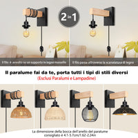 1 x RAW Customer Returns 2 Pack Wall Light for Bedroom with Plug, Indoor Wall Lamp Made of Wood and Metal, E27 Vintage Wall Sconces, Industrial Wall Lights with Black Dimmer Switch, for Living Room, Farmhouse - RRP €20.4