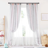 1 x RAW Customer Returns NICETOWN Children s room curtains girls curtains with ruffle tape set of 2 H 240 x W 132 cm children s curtains stars double-layered blackout curtains with voile, pink grey - RRP €57.95