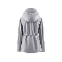 1 x RAW Customer Returns Polydeer Women s Lightweight Waterproof Raincoat Breathable Windbreaker Jacket Active Outdoor Hooded Lined Adjustable Poncho Grey, XS  - RRP €27.6