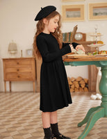 1 x RAW Customer Returns Arshiner Girls Sweater Dress Autumn Winter Dress Long Sleeve Knitted Dress Flare Skater Dress A-line Plain Basic Children s Casual Dress Black 130 - RRP €26.99