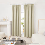 1 x RAW Customer Returns Deconovo blackout curtains with ruffle tape curtain for balcony doors, thick thermal curtain, cold protection, warm heat protection, 160 x 132 cm height x width , beige, set of 2 - RRP €29.28