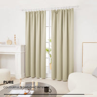 1 x RAW Customer Returns Deconovo Thermal Insulated Blackout Curtains for Bedroom Windows with Doradas 2 Pieces 140x210cm Dark Beige - RRP €39.49