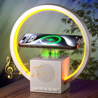 1 x RAW Customer Returns Exsivemy 10W Wireless Charger Atmosphere Lamp, Bedside Lamp with Bluetooth Speaker, Dazzling Running Light, Smart Lights for Adults and Children, Gift Color B  - RRP €33.44