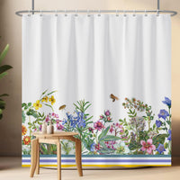 1 x Brand New Ttincceer 183x183cm Plants Spring Summer Shower Curtain Green Grass Botanical Flowers Bath Curtain Bee Colorful Flowers Garden Landscape Shower Curtains Waterproof Bath Curtain - RRP €10.07